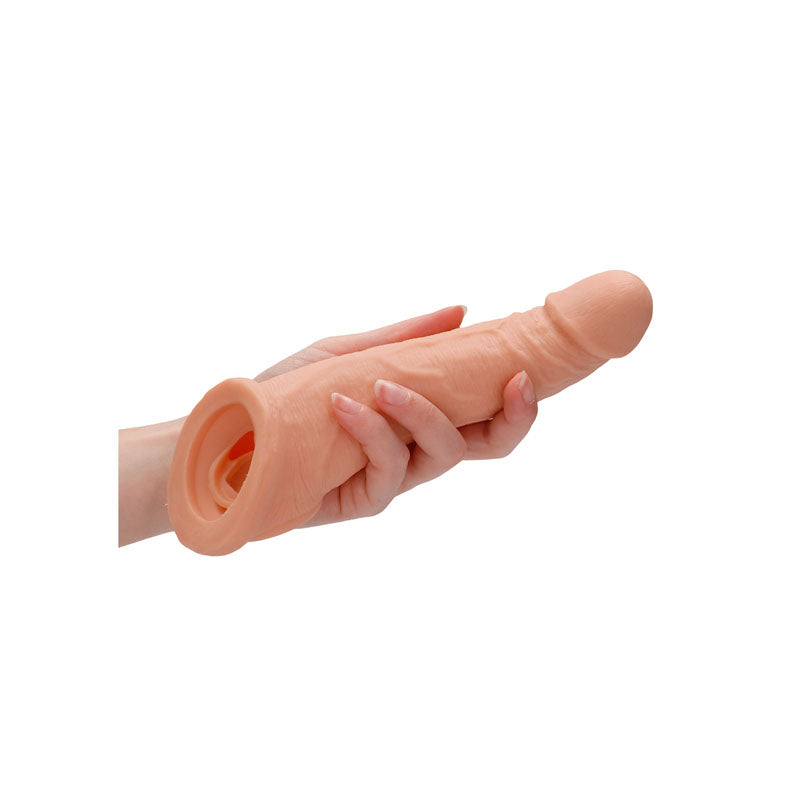 REALROCK 8'' Realistic Penis Extender with Rings - Flesh 20.3 cm Penis Extension Sleeve