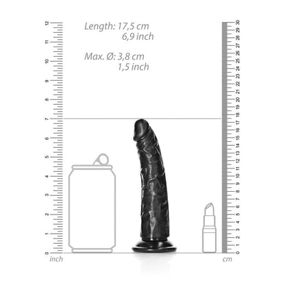 REALROCK Realistic Slim Dildo without Balls - 15.5 cm - Black 15.5 cm (6'') Dong