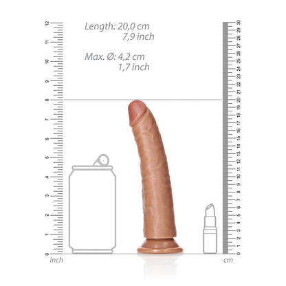 REALROCK Realistic Slim Dildo with Suction Cup - 18cm - Tan 18 cm (7'') Dong