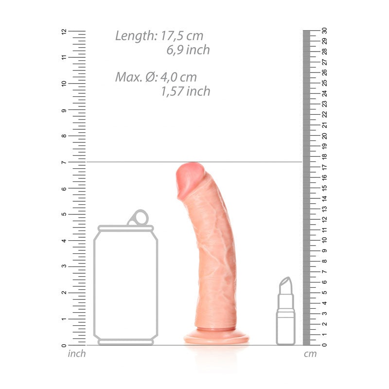 REALROCK Realistic Regular Curved Dildo with Suction Cup - 15.5 cm - Flesh 15.5 cm (6'') Dong