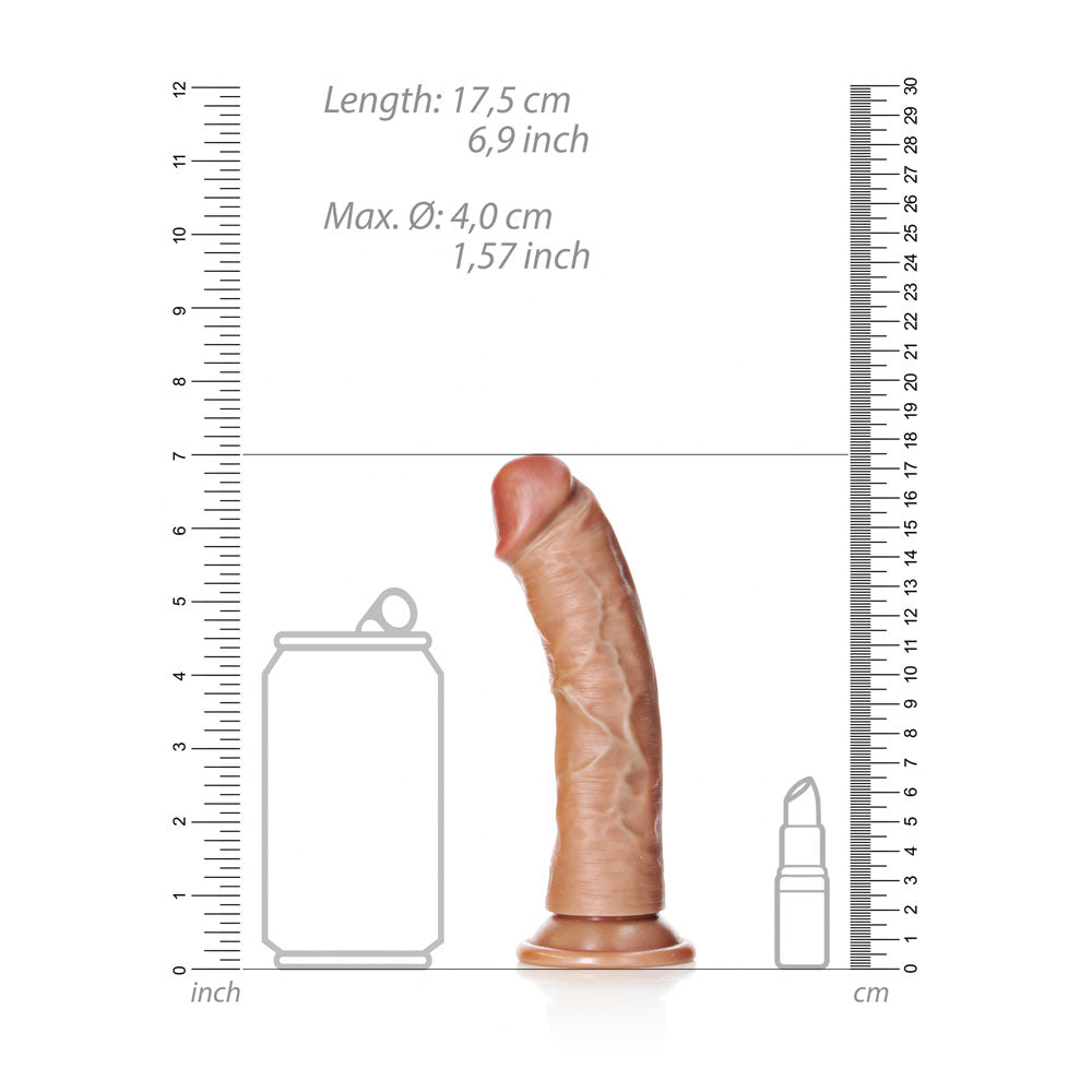 REALROCK Realistic Regular Curved Dildo with Suction Cup - 15.5 cm - Tan 15.5 cm (6'') Dong