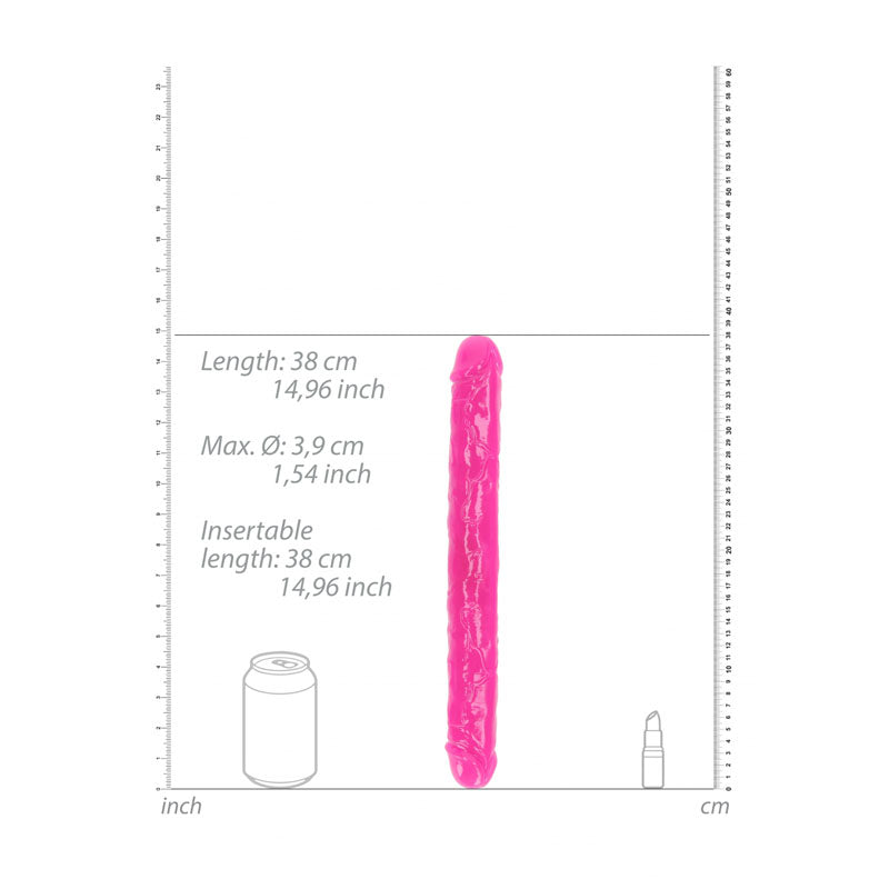 REALROCK 38 cm Double Dong Glow - Pink - Pink 38 cm (15'') Double Dong