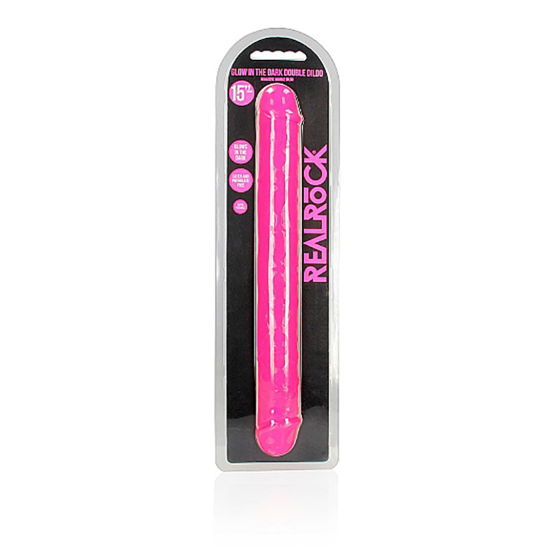 REALROCK 38 cm Double Dong Glow - Pink - Pink 38 cm (15'') Double Dong