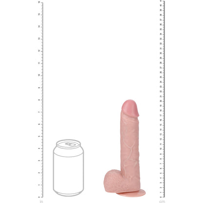 REALROCK 20cm Vibrating + Rotating Cock + Balls - Flesh - Flesh 20.3 cm (8'') USB Rechargeable Vibrating and Rotating Dong