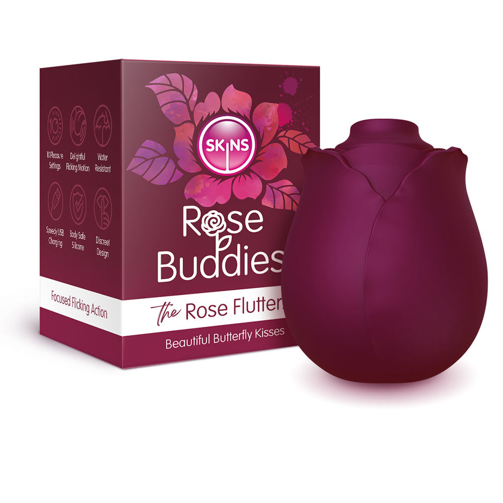 Skins Rose Buddies - The Rose Flutterz - Purple USB Rechargeable Flicking Rose Stimulator