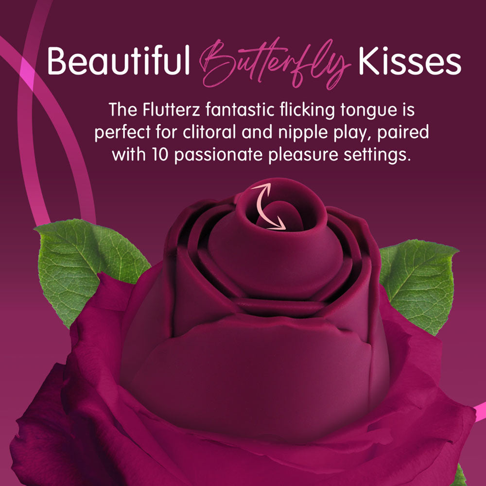 Skins Rose Buddies - The Rose Flutterz - Purple USB Rechargeable Flicking Rose Stimulator