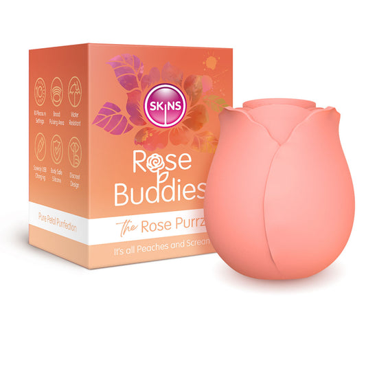 Skins Rose Buddies - The Rose Purrz - Light Pink USB Rechargeable Pulsing Rose Stimulator