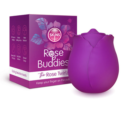 Skins Rose Buddies - The Rose Twirlz - Purple USB Rechargeable Twirling Rose Stimulator