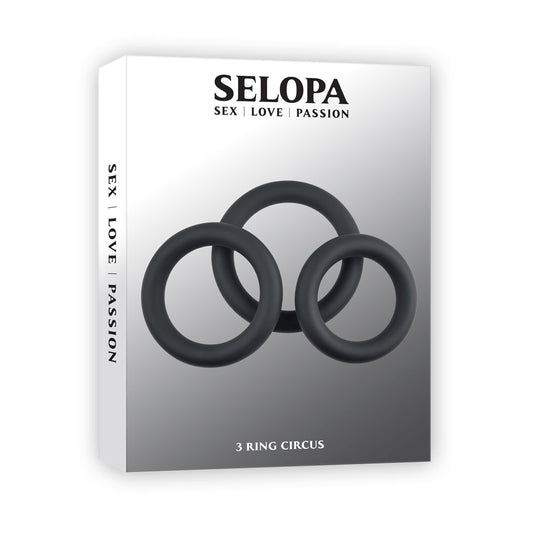 Selopa 3 RING CIRCUS - Black Cock Rings - Set of 3 Sizes