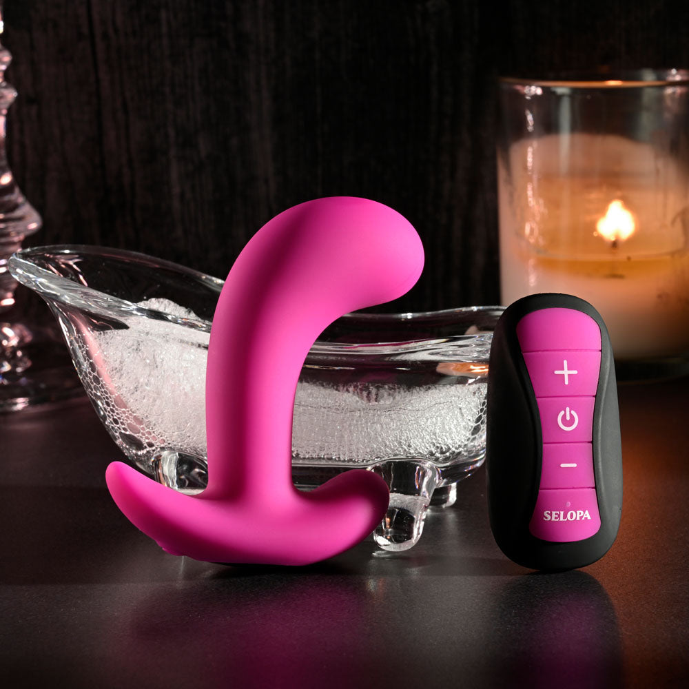 Selopa HOOKING UP - Pink 9.5 cm USB Rechargeable Vibrator with Wireless Remote