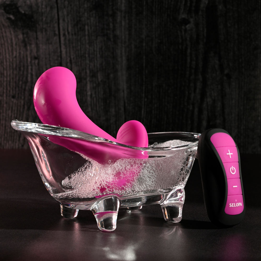 Selopa HOOKING UP - Pink 9.5 cm USB Rechargeable Vibrator with Wireless Remote