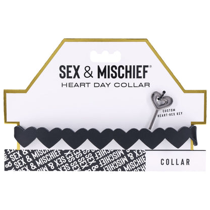 Sex & Mischief Heart Day Collar - Black Collar