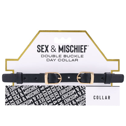 Sex & Mischief Double Buckle Day Collar - Black Collar