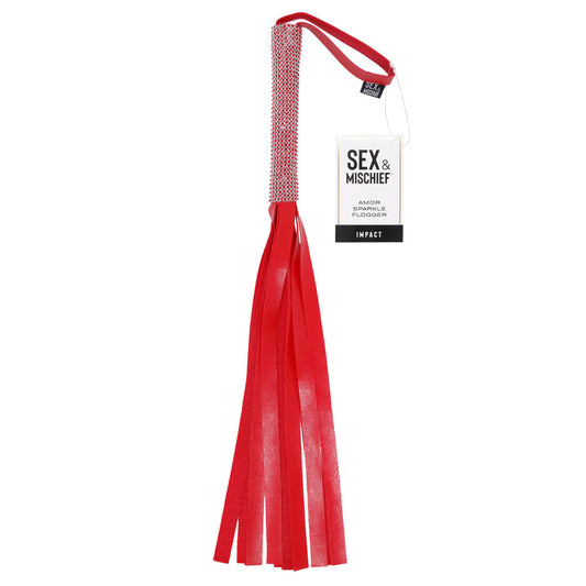 Sex & Mischief Amor Sparkle Flogger - Red 33 cm Flogger Whip