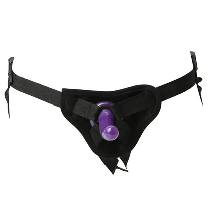 Sex & Mischief Strap-On & Silicone Dildo Kit - Black/Purple Adjustable Strap-On