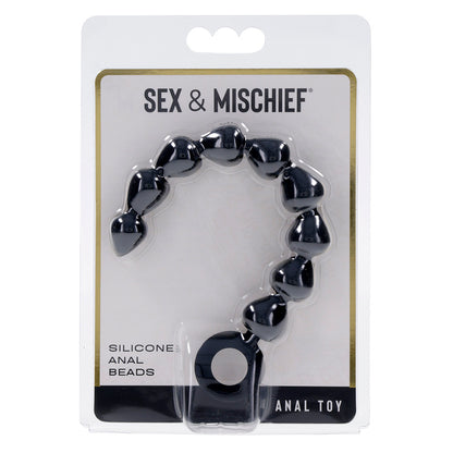 Sex & Mischief Silicone Anal Beads - Black - Black 22.9 cm Anal Beads