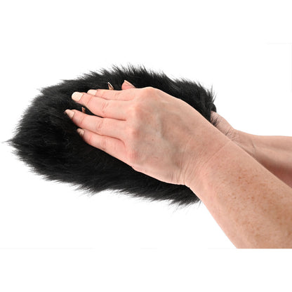 SPORTSHEETS Spiked Sensory Mitt - Black Furry Mitt with Spikes