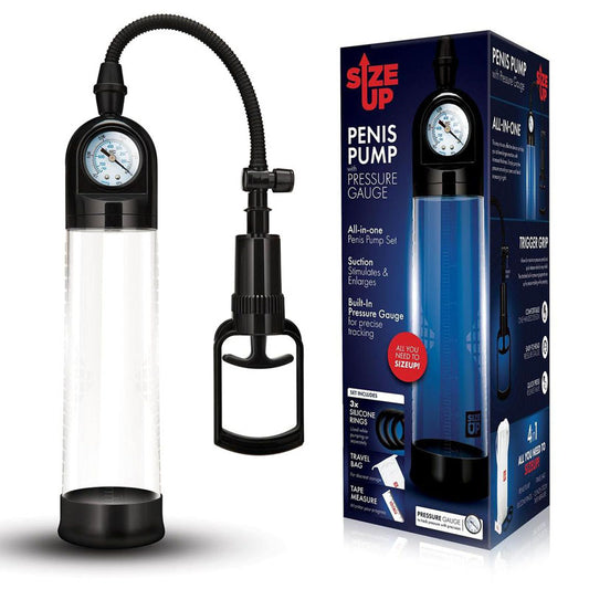 Size Up Penis Pump with Pressure Gauge - Clear Penis Pump