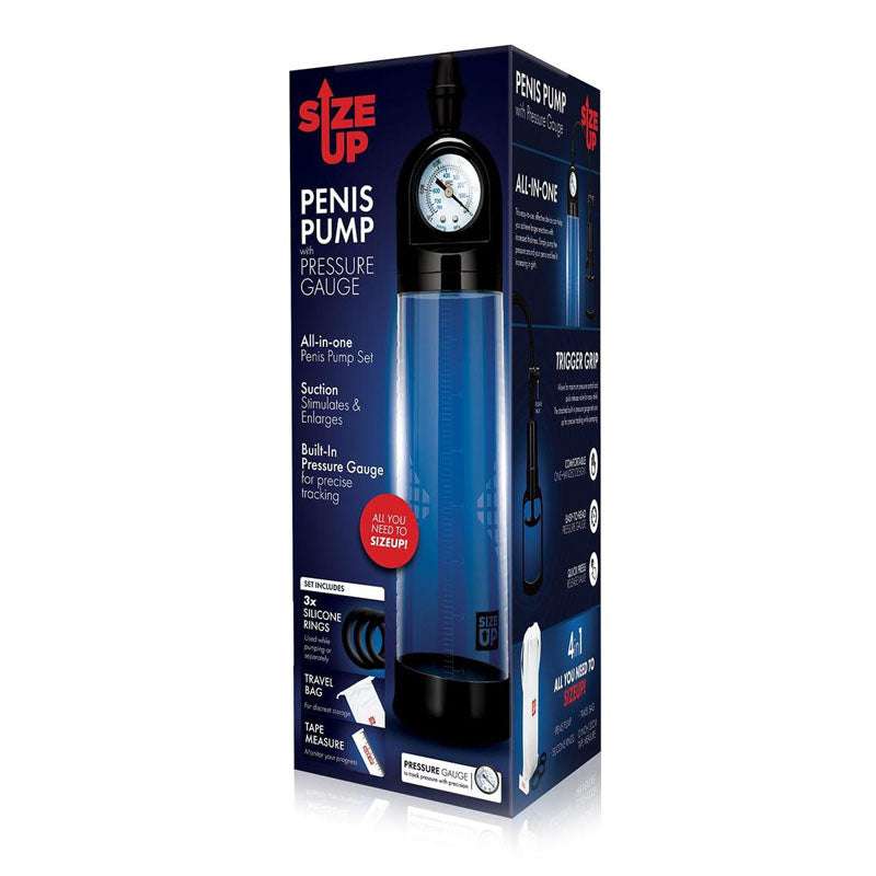 Size Up Penis Pump with Pressure Gauge - Clear Penis Pump