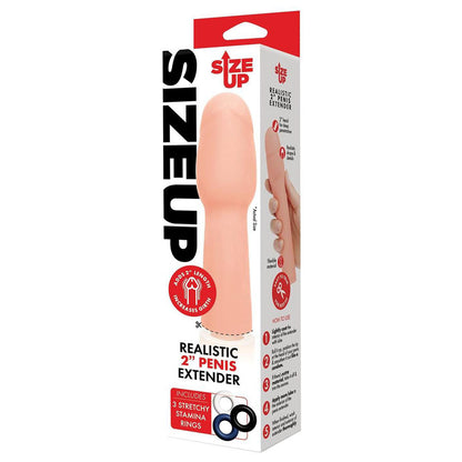 Size Up Realistic 2 Inch Penis Extender - Flesh 5 cm (2'') Penis Extension Sleeve