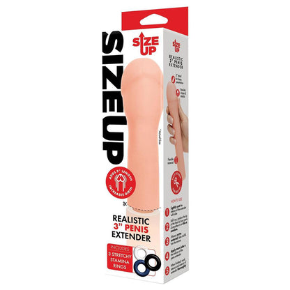 Size Up Realistic 3'' Penis Extender - Flesh 7.6 cm (3'') Penis Extension Sleeve