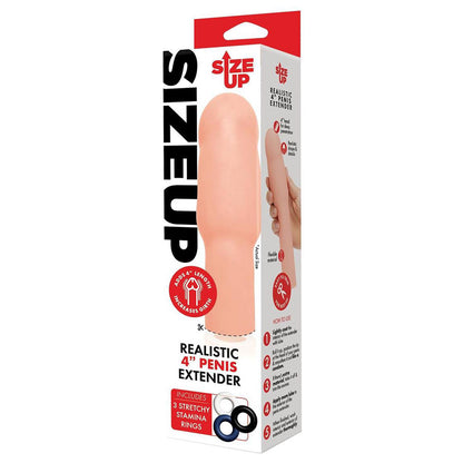 Size Up Realistic 4 Inch Penis Extender - Flesh 10.1 cm (4'') Penis Extension Sleeve