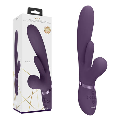 VIVE Ena - Purple - Purple 25 cm USB Rechargeable Thrusting Vibrator with Air Wave Stimulator