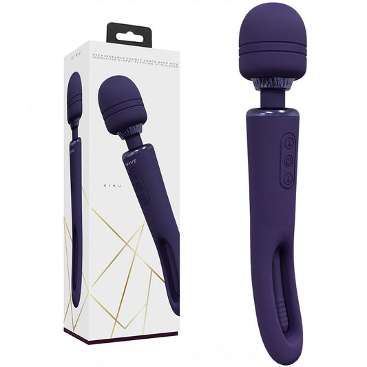 VIVE Kiku - Purple - Purple 25.2 cm USB Rechargeable Dual End Massage Wand with Flapping Tip