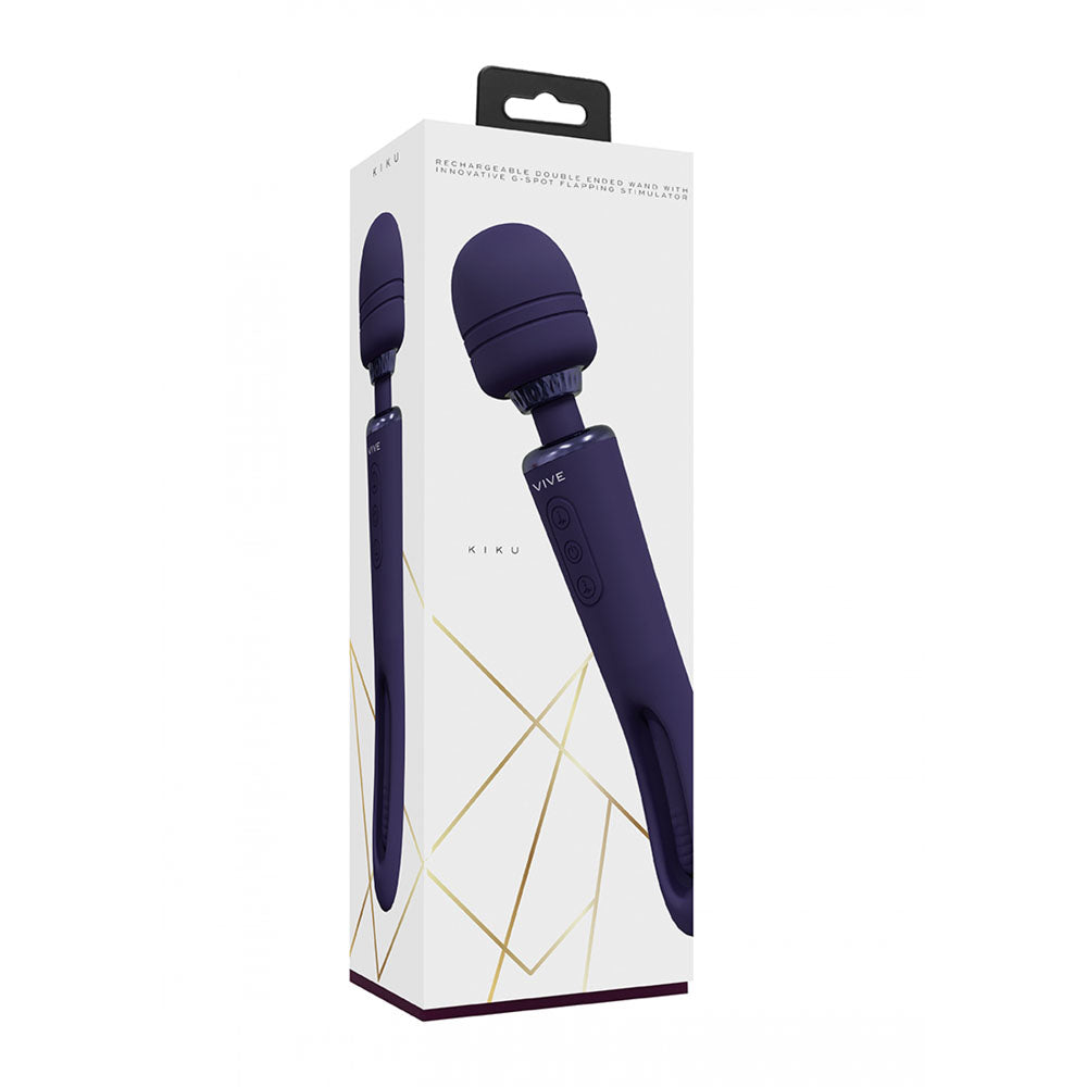 VIVE Kiku - Purple - Purple 25.2 cm USB Rechargeable Dual End Massage Wand with Flapping Tip