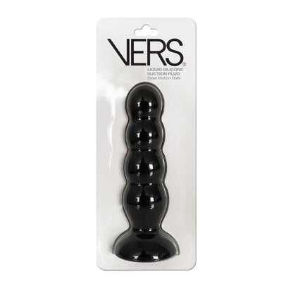 VERS Liquid Silicone Suction Plug - Black 16.5 cm Butt Plug with Internal Steel Balls