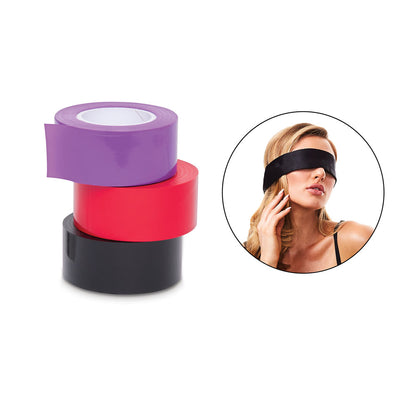 WhipSmart Bondage Tape 3-Pack with Blindfold - Set of 3 Coloured Bondage Tapes and Bonus Satin Blindfold