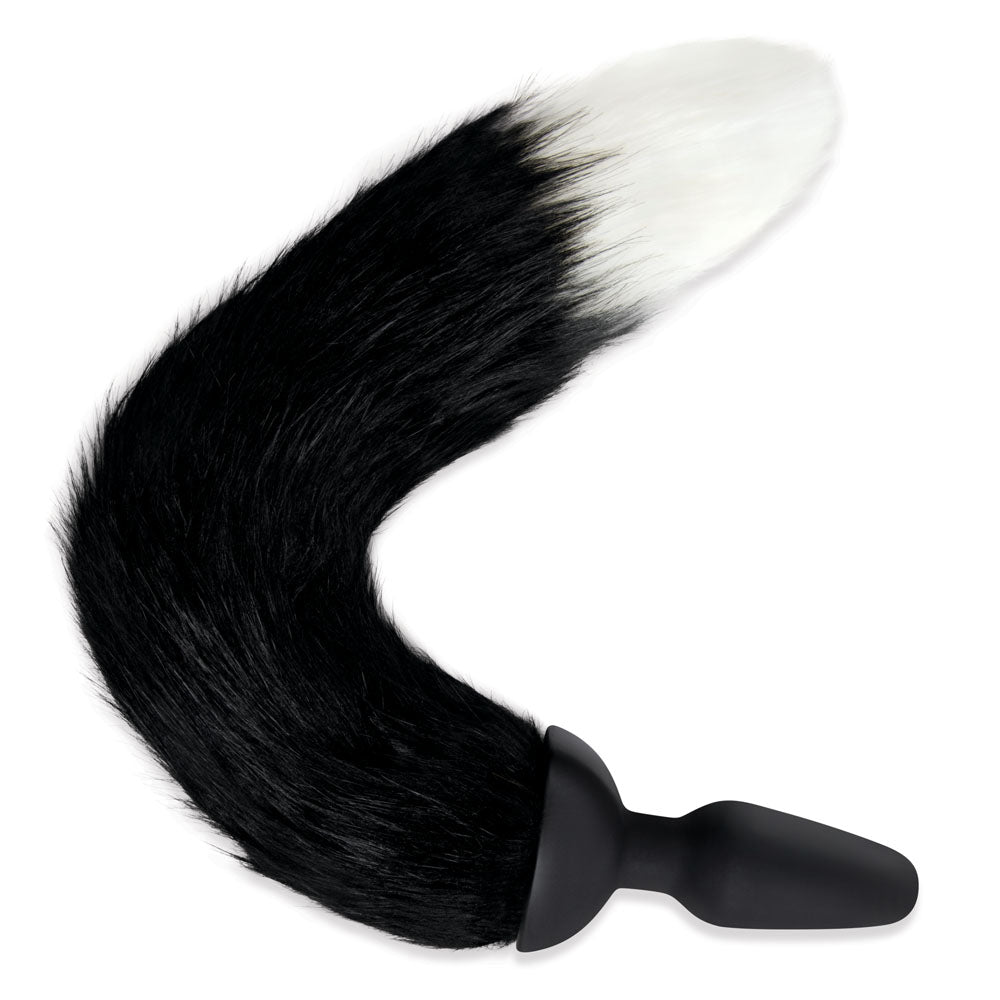 WhipSmart Furry Tales Silicone Foxtail Rechargeable Butt Plug - Black 9.5 cm Vibrating Butt Plug with Black Fox Tail & Remote Control