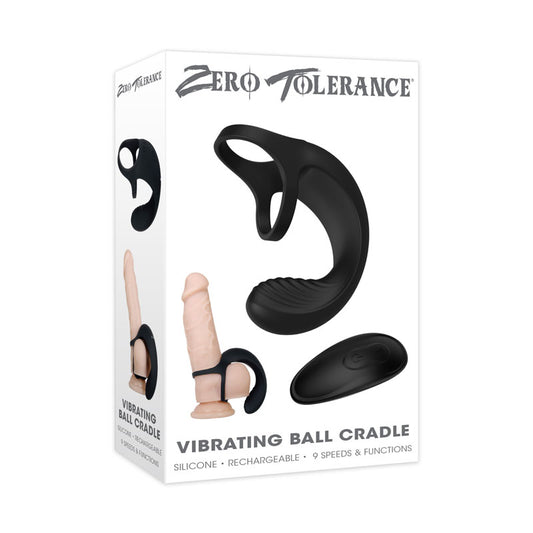 Zero Tolerance Vibrating Ball Cradle - Black USB Rechargeable Vibrating Cock Ring