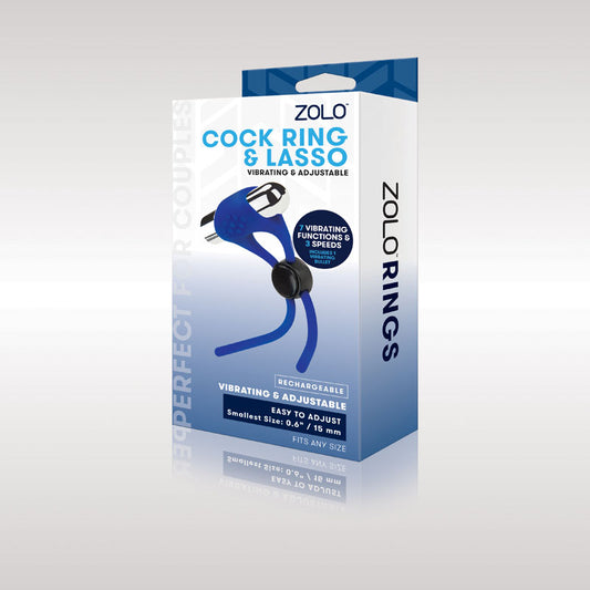 Zolo Rechargeable Cock Ring & Lasso - Blue USB Rechargeable Adjustable Cock Ring