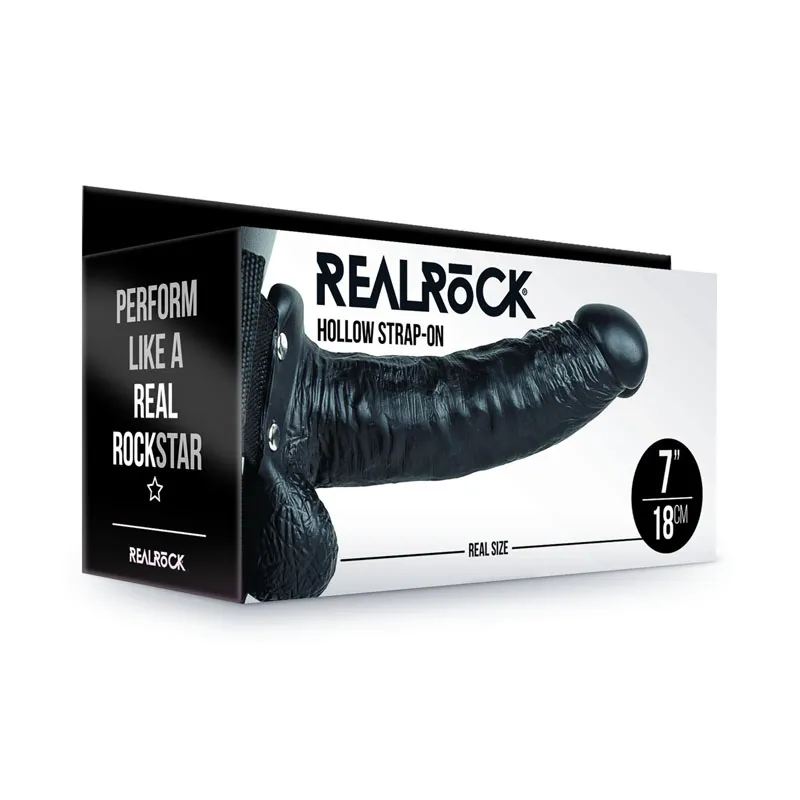 REALROCK Hollow Strapon with Balls - 18 cm Black