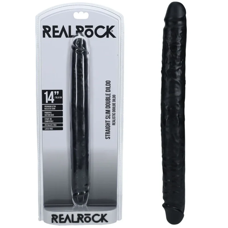 REALROCK 35cm Slim Double Dildo - Black